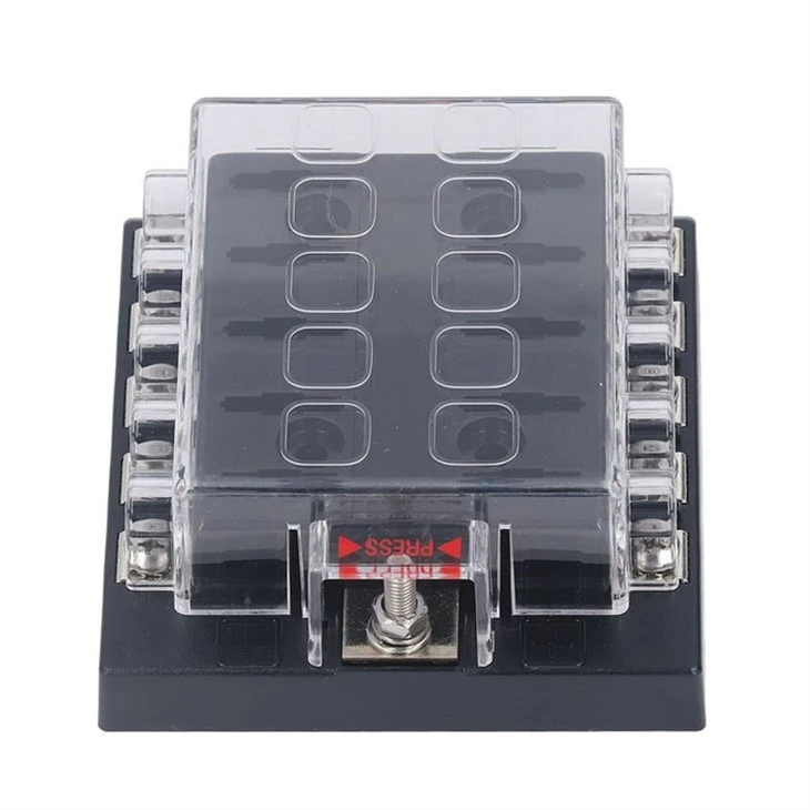 1 Input 10 Output 10 Way Standard Medium Universal Blade Fuse Block Board With Screw Terminal Sticker Labels For SUV Yachts