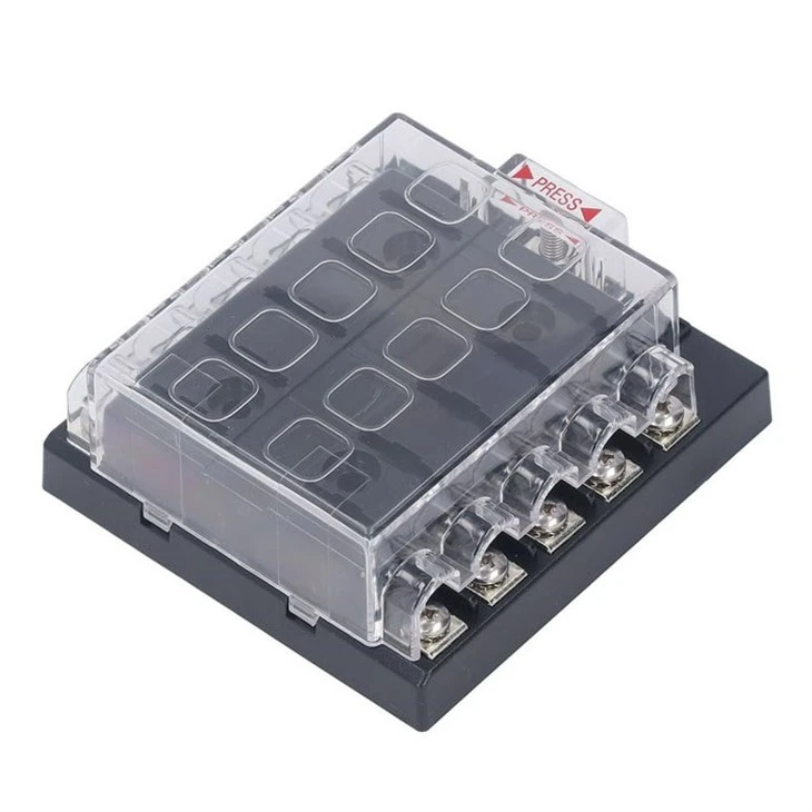 1 Input 10 Output 10 Way Standard Medium Universal Blade Fuse Block Board With Screw Terminal Sticker Labels For SUV Yachts