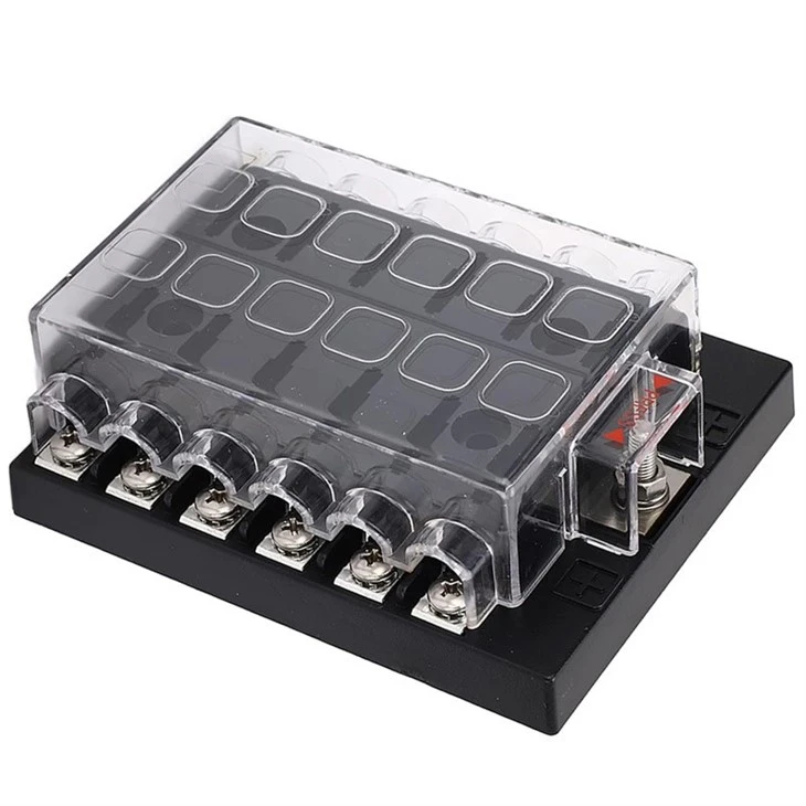 1 Input 10 Output 10 Way Standard Medium Universal Blade Fuse Block Board With Screw Terminal Sticker Labels For SUV Yachts